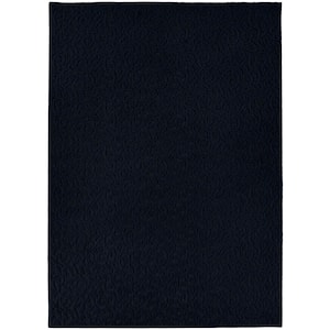 Ivy Navy 3 ft. x 5 ft. Casual Tufted Solid Color Floral Polypropylene Area Rug