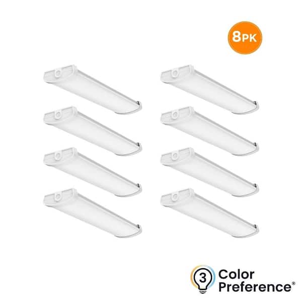 24 in. x 6 in. White Commercial LED Wrap Light Fixture 120-277V 3500K 4000K 5000K Lumen Boost Dimmable Warehouse(8-Pack)