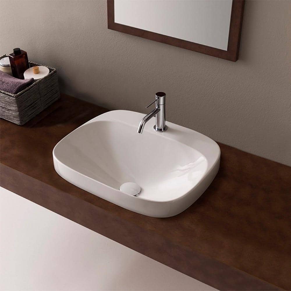Modern White Ceramic Round Pedestal Bathroom Sink