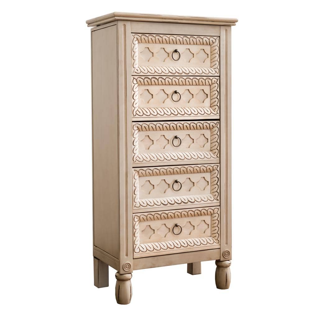 HIVES HONEY Abby Ivory Jewelry Armoire 13.5 in. x 40 in. x 31.7 in -  1004-061