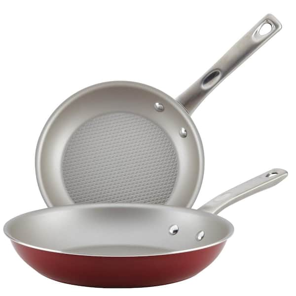 Ayesha Curry Home Collection 2-Piece Aluminum Nonstick Skillet Set in Sienna Red