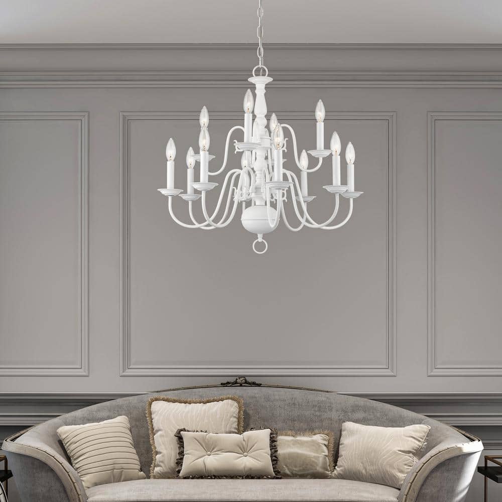Elegant White Crystal 12-Light Traditional Chandelier