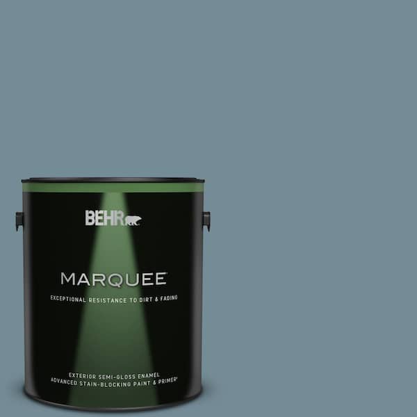 BEHR MARQUEE 1 gal. #QE-54 Shaker Blue Semi-Gloss Enamel Exterior Paint & Primer