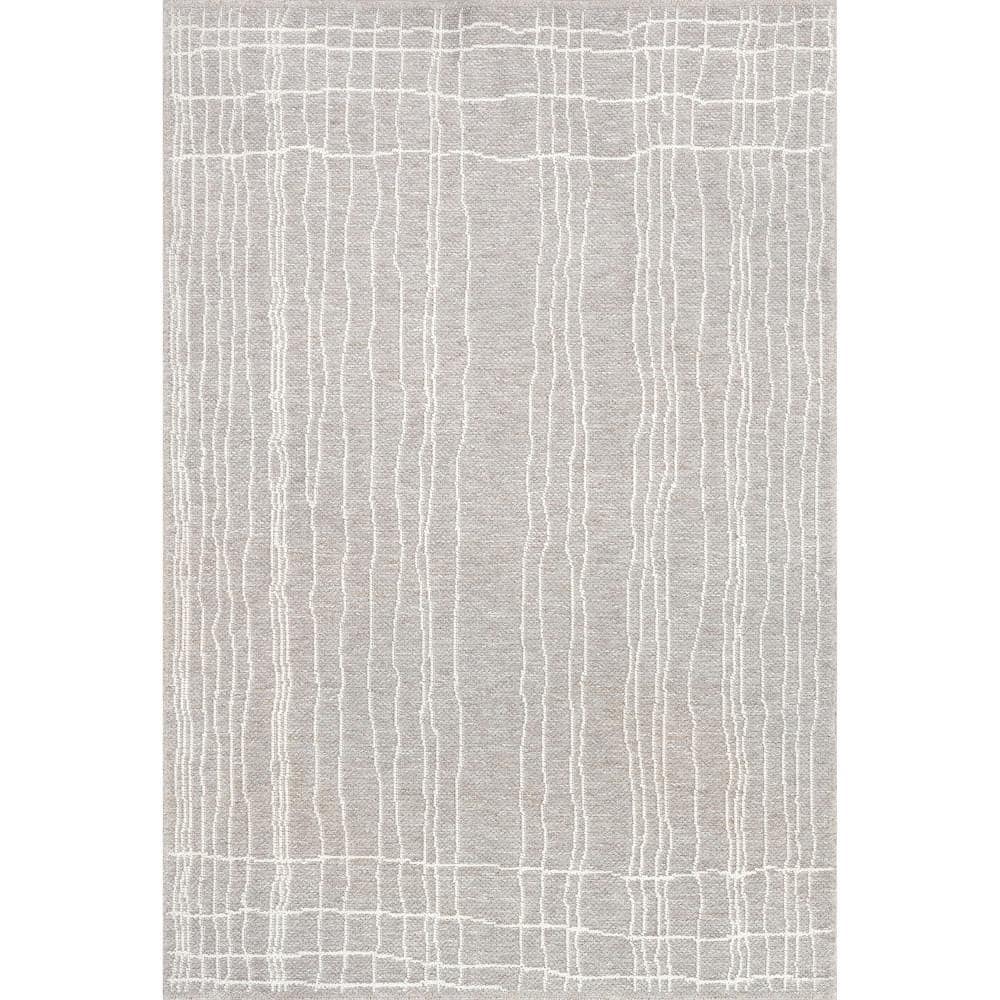 Cortney Beige and White Striped 4x6 Area Rug