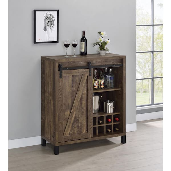 12331 - Vietti Bar Cabinet and Bottle Storage Weathered Oak