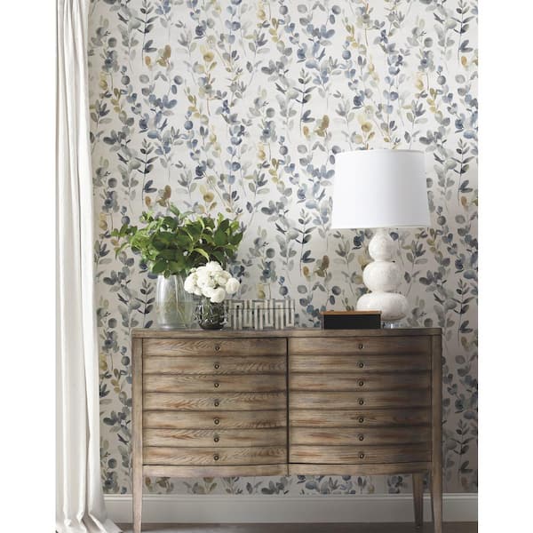 Joyful Eucalyptus Navy Wallpaper