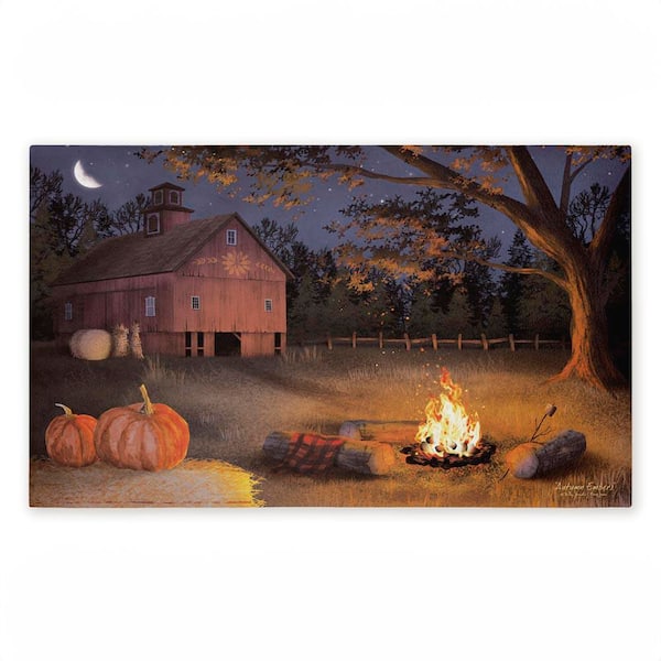 Autumn Embers Campfire Brown 18 in. x 30 in. Polyester Non-Slip Outdoor Door Mat