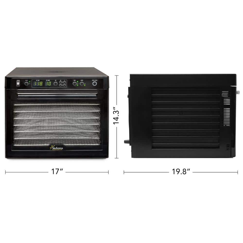 Sedona Black Stainless Steel Digital Food Dehydrator with Adjustable Thermostat