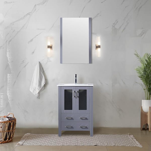 Lexora Volez 24 in. W x 18 in. D x 34 in. H Bath Vanity Cabinet without Top in Dark Grey