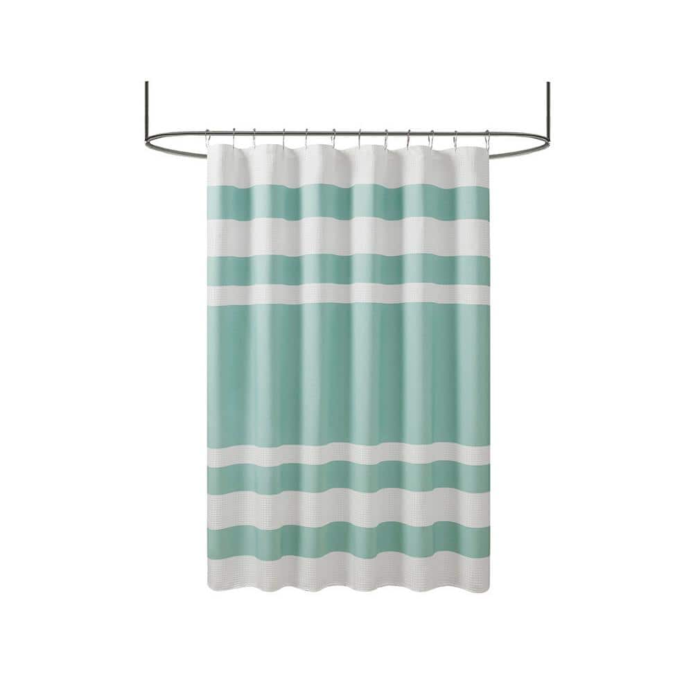 72 in. W x 72 in. L Aqua Polyester Fiber Shower Curtain with 3M Treatment