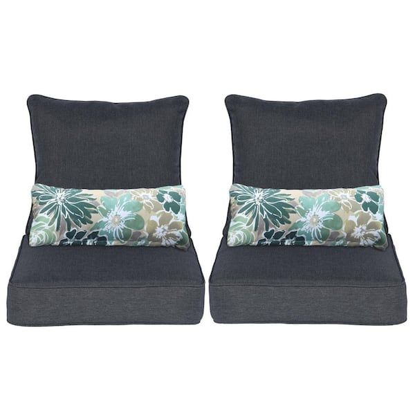 Aoodor 24 in. x 24 in. Outdoor Deep Seating Lounge Chair Cushion in Charcoal (Set of 6) (2 Back 2 Seater 2 Pillow)