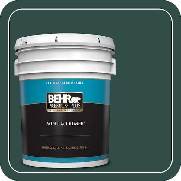 BEHR PREMIUM PLUS 5 gal. #ECC-51-3 Hidden Forest Satin Enamel Exterior Paint & Primer