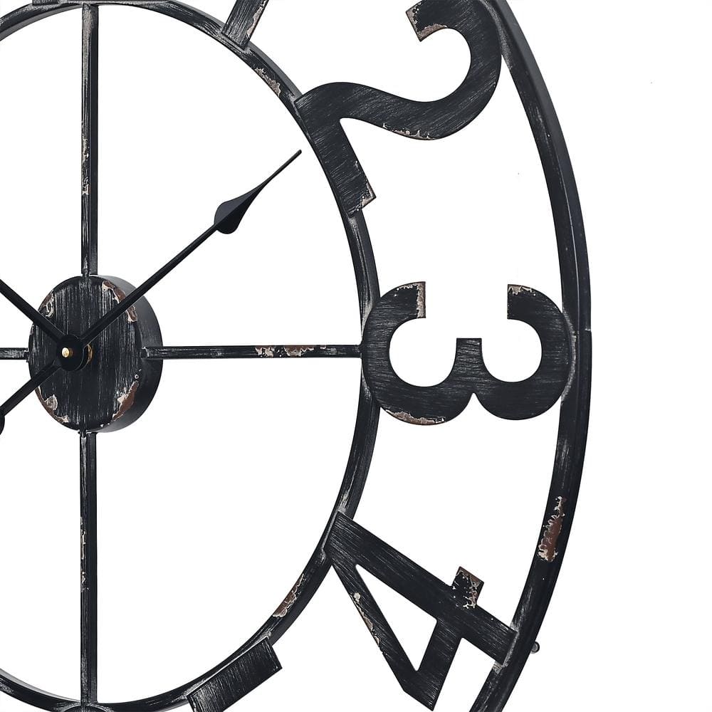 Manhattan Industrial 30" Distressed Black Metal Wall Clock