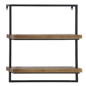 26 in.  x 24 in. Brown 2 Shelves Metal Wall Shelf