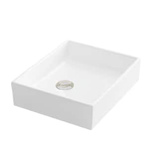 VC-503-WH Valera 16" Vitreous China Vessel Bathroom Sink in White with Faucet and drain in Matte Black