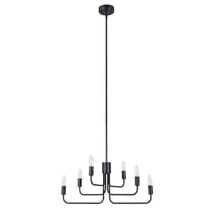 Portofino 24.30 in. W x 66 in. H 6-Light Structured Black Chandelier with Adjustable Arms