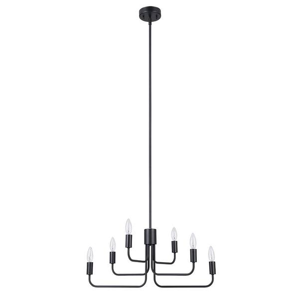 Eglo Portofino 24.30 in. W x 66 in. H 6-Light Structured Black Chandelier with Adjustable Arms