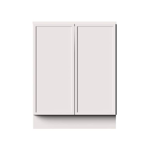 27 in. W x 24 in. D x 34.5 in. H RTA Solid Wood Full Height Door Base Kitchen Cabinet in Snow White Full Overlay Design