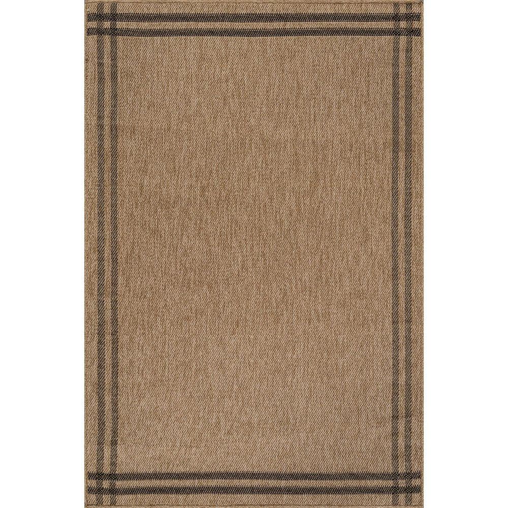 Beverly Rug Haven 4 ft. x 6 ft. Natural Border Striped Washable Easy ...
