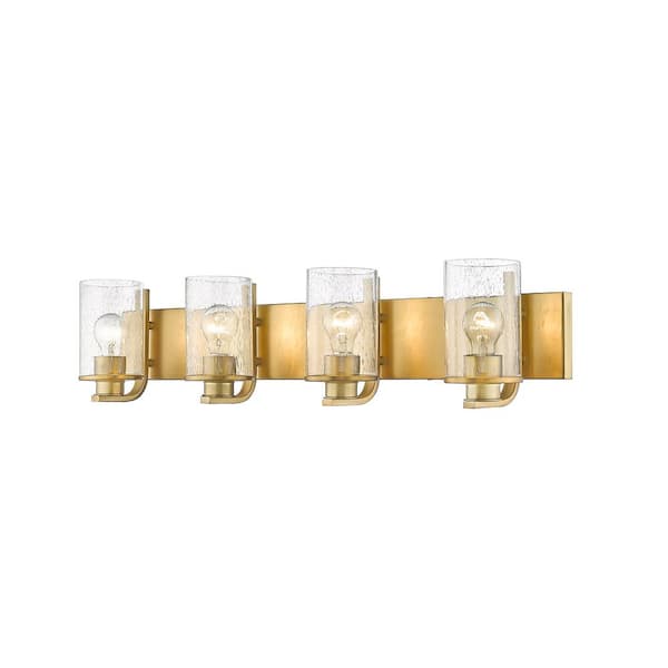 Unbranded Beckett 34 in. 4-Light Olde Brass Vanity Light with Glass Shade