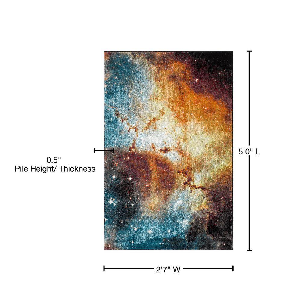 Galaxy GAL109 Power Loomed Accent Rug - Orange/Multi - 2'7"x5' - Safavieh.