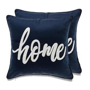 Blue and White Color Cottage Icons 20 in. x 20 in. Throw Pillow  (Set of 2)