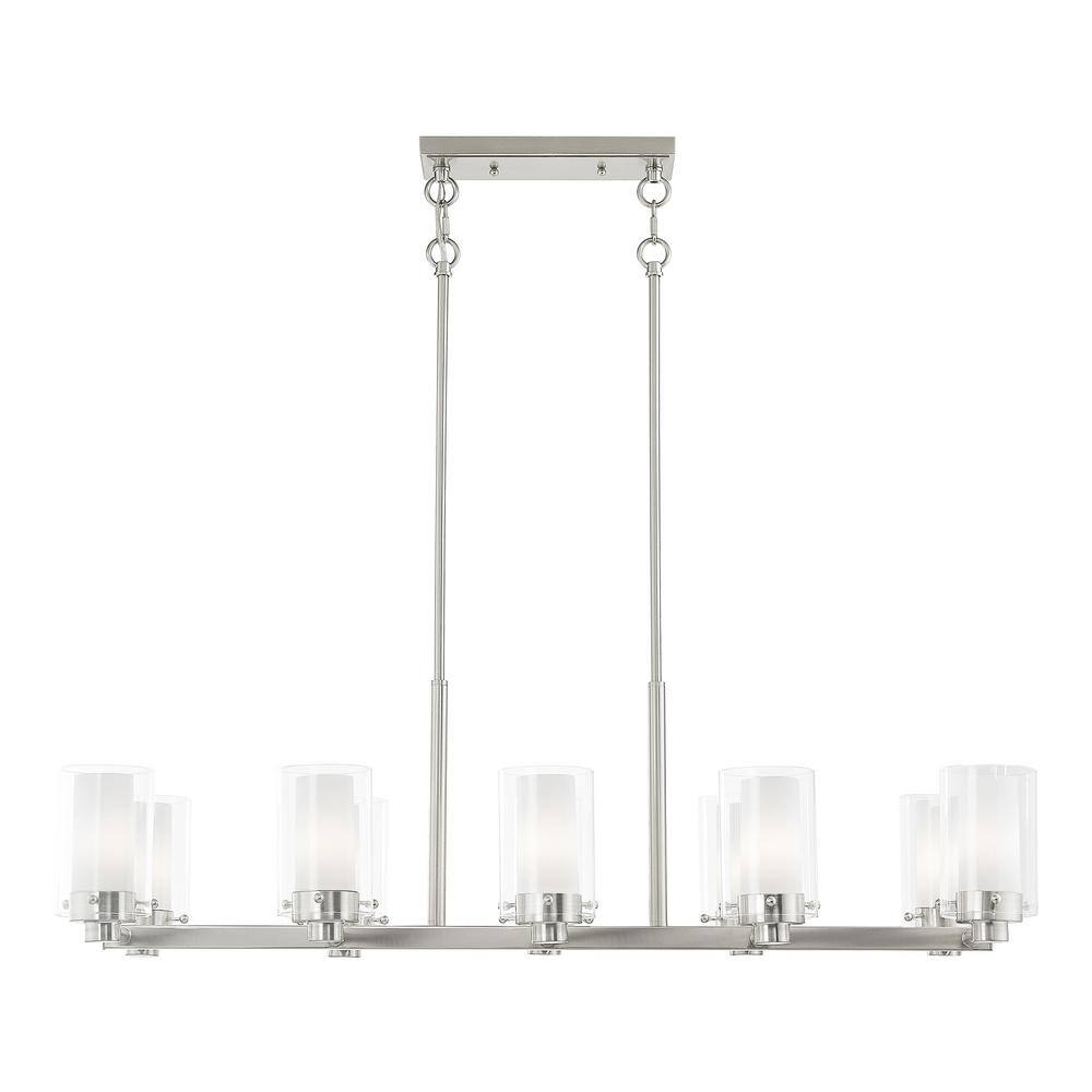 Manhattan Brushed Nickel 10-Light Chandelier with Clear Glass Shades