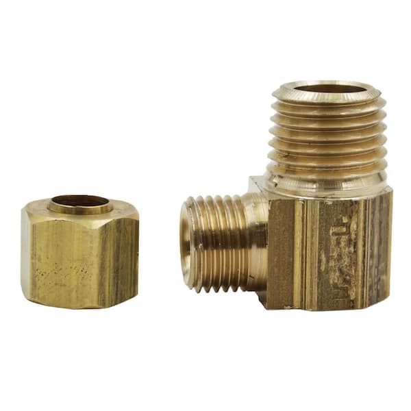 The 3/8 OD x 1/8 Male NPT 90 Degree Compression Elbow, Brass