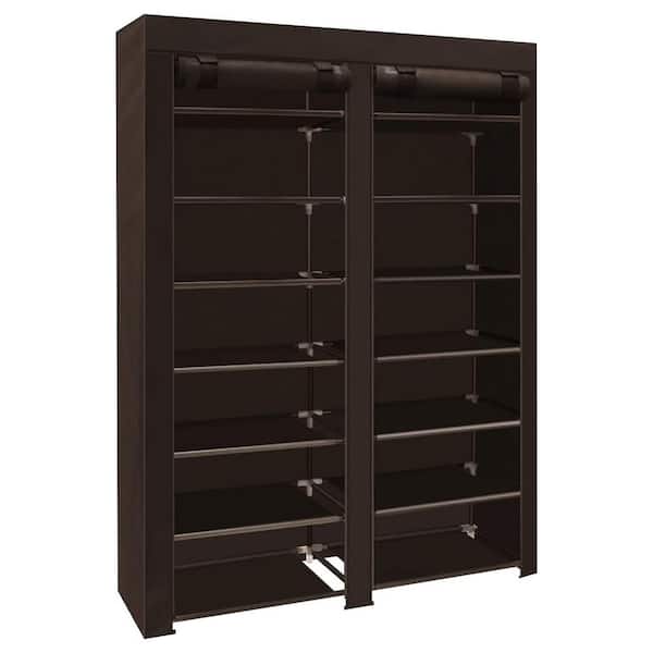 Unbranded 49 in. H 28-Pair Brown Metal 7-Tiers Shoe Rack
