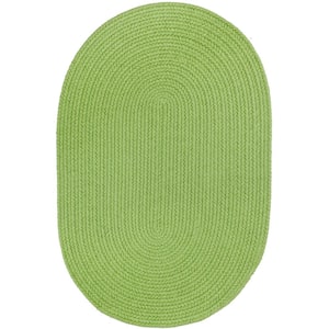 Joy Braids Solid Lime 3 ft. x 5 ft. Oval Indoor/Outdoor Braided Area Rug