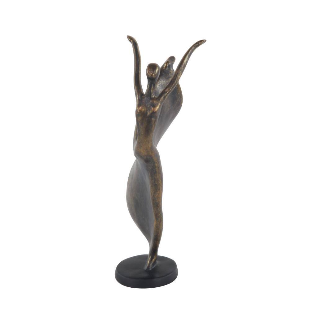 13" Brass Polystone Dancer Sculpture with Metallic Gold Finish