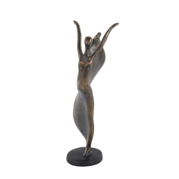 Litton Lane Brass Polystone Dancer Sculpture 58356 - The Home Depot