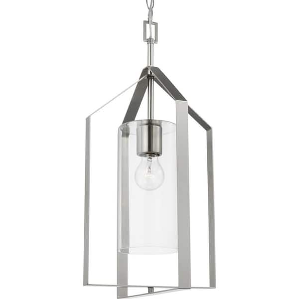 Progress Lighting Vertex Collection 1-Light Brushed Nickel Clear Glass Contemporary Foyer Light