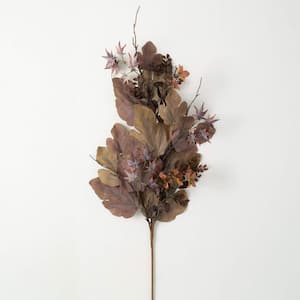 45" Artificial Mixed Leaf Rustic Fall Spray, Brown