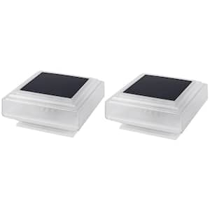 Solar White LED 4x4 Deck Post Light Waterproof (2-Pack)