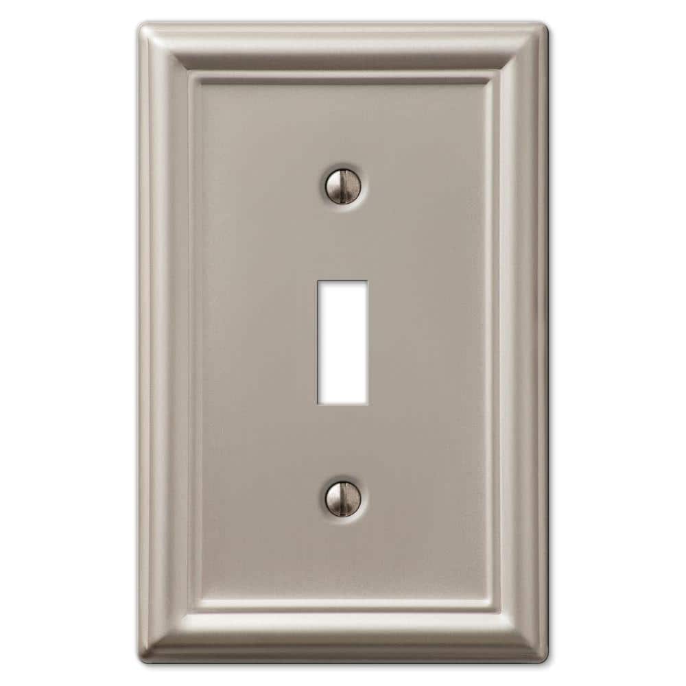 Brushed Nickel 1-Gang Stamped Steel Toggle Wall Plate