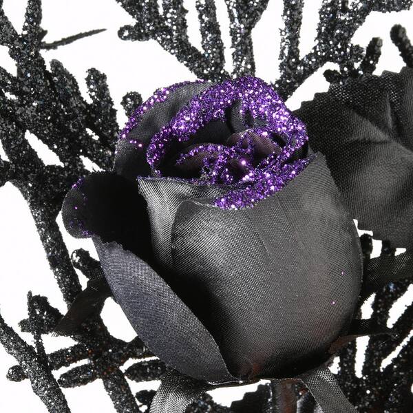 Black, Orange, and Violet Halloween Wooden Rose Flower Bouquet