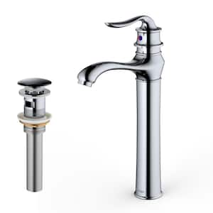 Dartford Single Handle Single Hole Vessel Bathroom Faucet with Matching Pop-Up Drain in Chrome