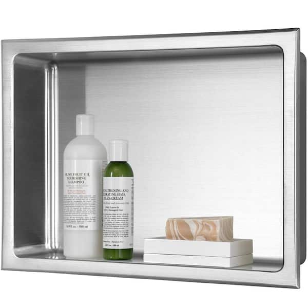 AKDY 16 in. W x 12 in. H x 4 in. D 18-Gauge Bathroom Shower Wall Niche in Brushed Stainless Steel