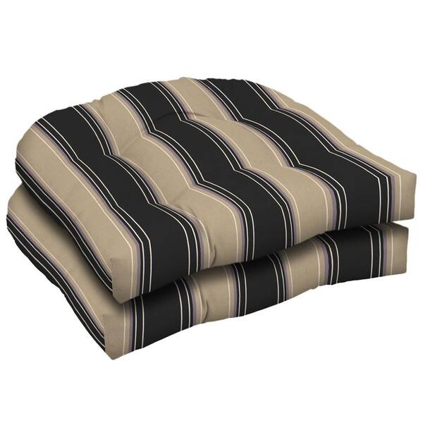 Arden Hanley Noir Wicker Tufted Seat Pad (Pack Of 2)-DISCONTINUED