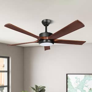 52 in. Indoor/Outdoor Black Ceiling Fan with Dimmable Integrated LED and Remote Control