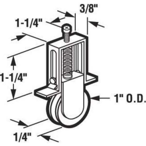 Prime-Line - 1 in. Steel Screen Door Tension Spring Steel Roller, Columbia (2-pack)