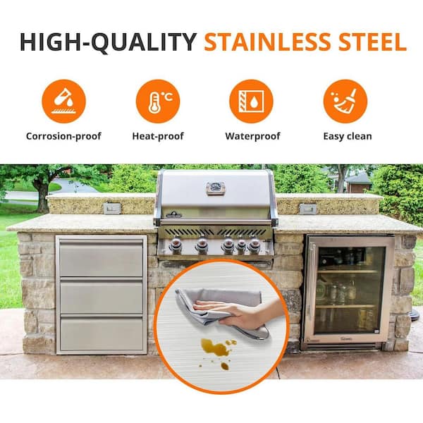 Garvee Outdoor Kitchen Drawers, 16 W x 21 H x 23 D in. Triple BBQ