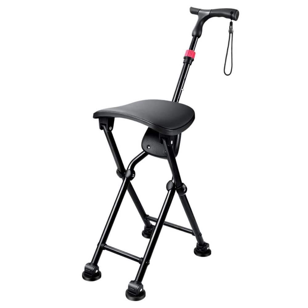 Wudkey 21.65 in. H 400 lb. Aluminum Folding Cane with Seat, Portable ...