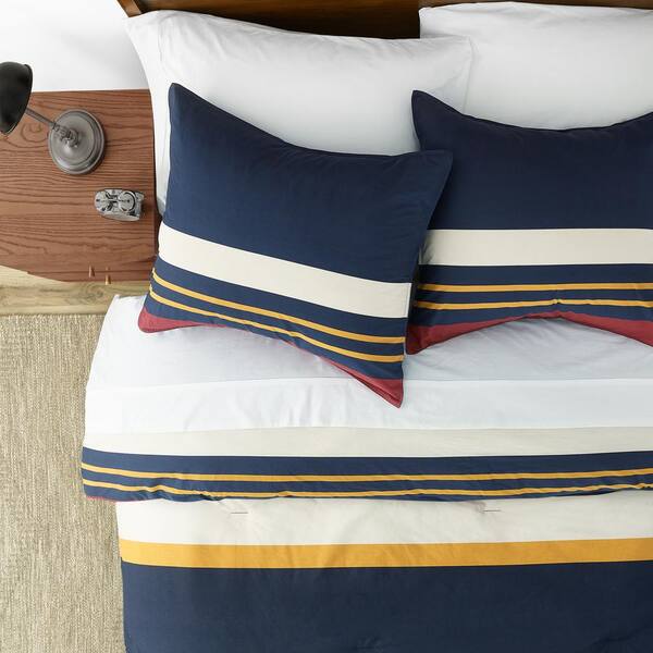 Buy NAUTICA Super Soft 100% Cotton King Bedsheet With 2 Pillow Covers -3Pc  Set (Fairwater) Stripe-Red/Blue