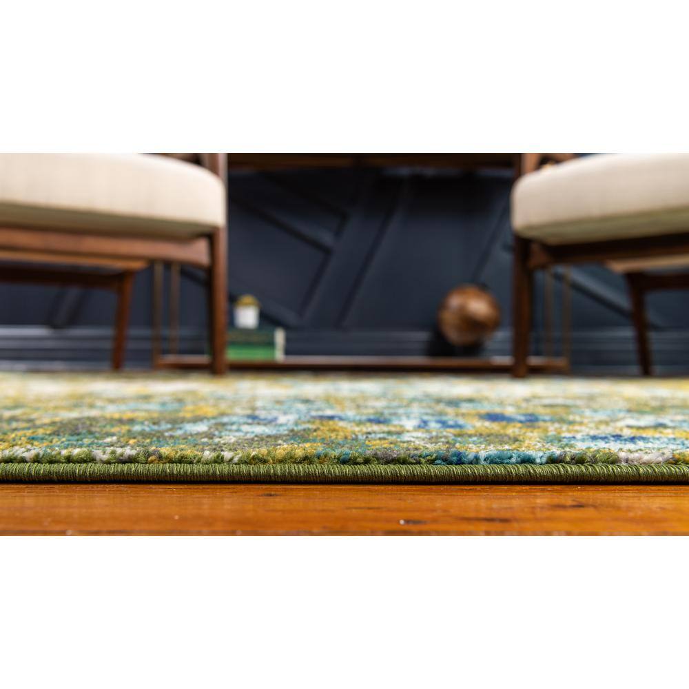 Green Abstract Easy Care Stain-Resistant Indoor Rug, 8 x 11 ft