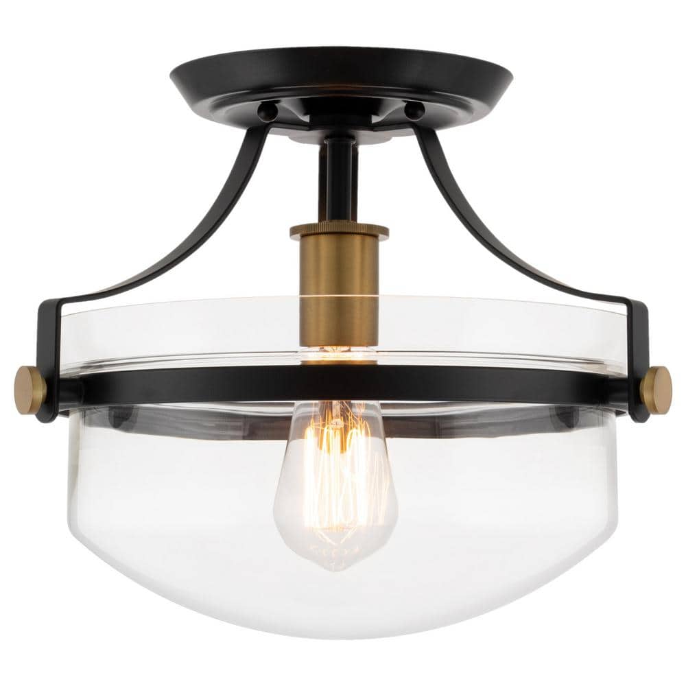 Zurich 12.25 in 60-Watt 1-Light Black Modern Semi-Flush with Clear Shade, No Bulb Included price history on PriceWatchPro