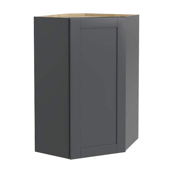 Home Decorators Collection Washington 24 in. W x 12 in. D x 42 in. H Assembled Plywood Diagonal Wall Kitchen Cabinet in Valiant Onyx with SoftClose