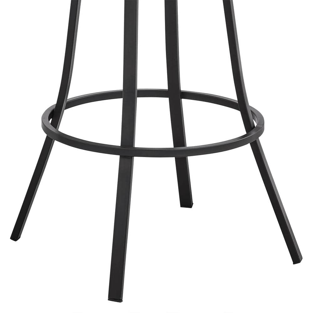 Valerie Adjustable Java Brown Metal Swivel Bar Stool with Brown Faux Leather