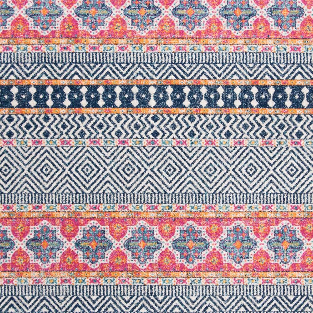 Navy and Ivory Boho Chic Square Area Rug